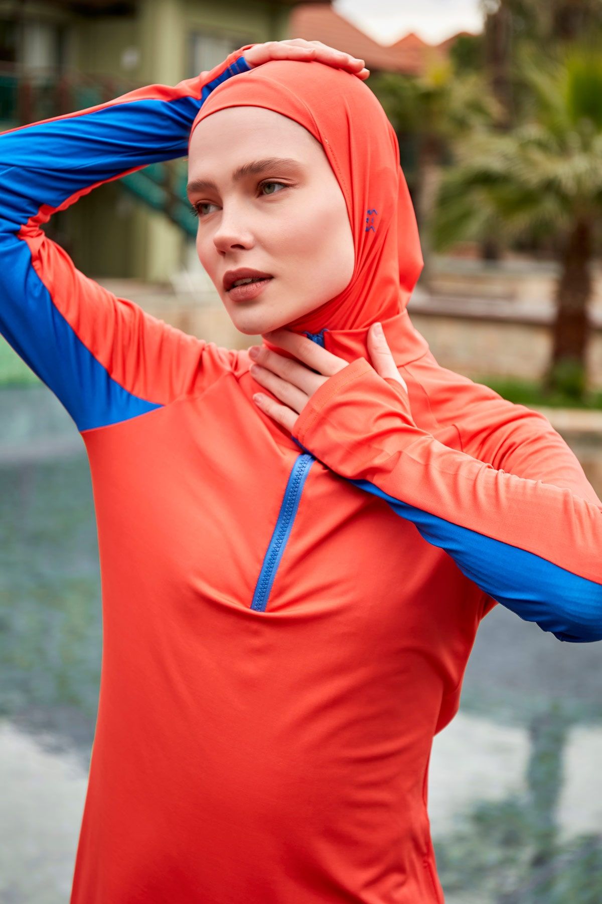 Lycra Orange Burkini Modest Swimwear (4-Pieces)