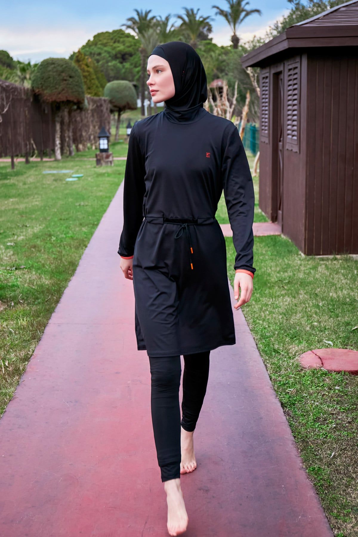 Lycra Black Burkini Modest Swimwear (4-Pieces)