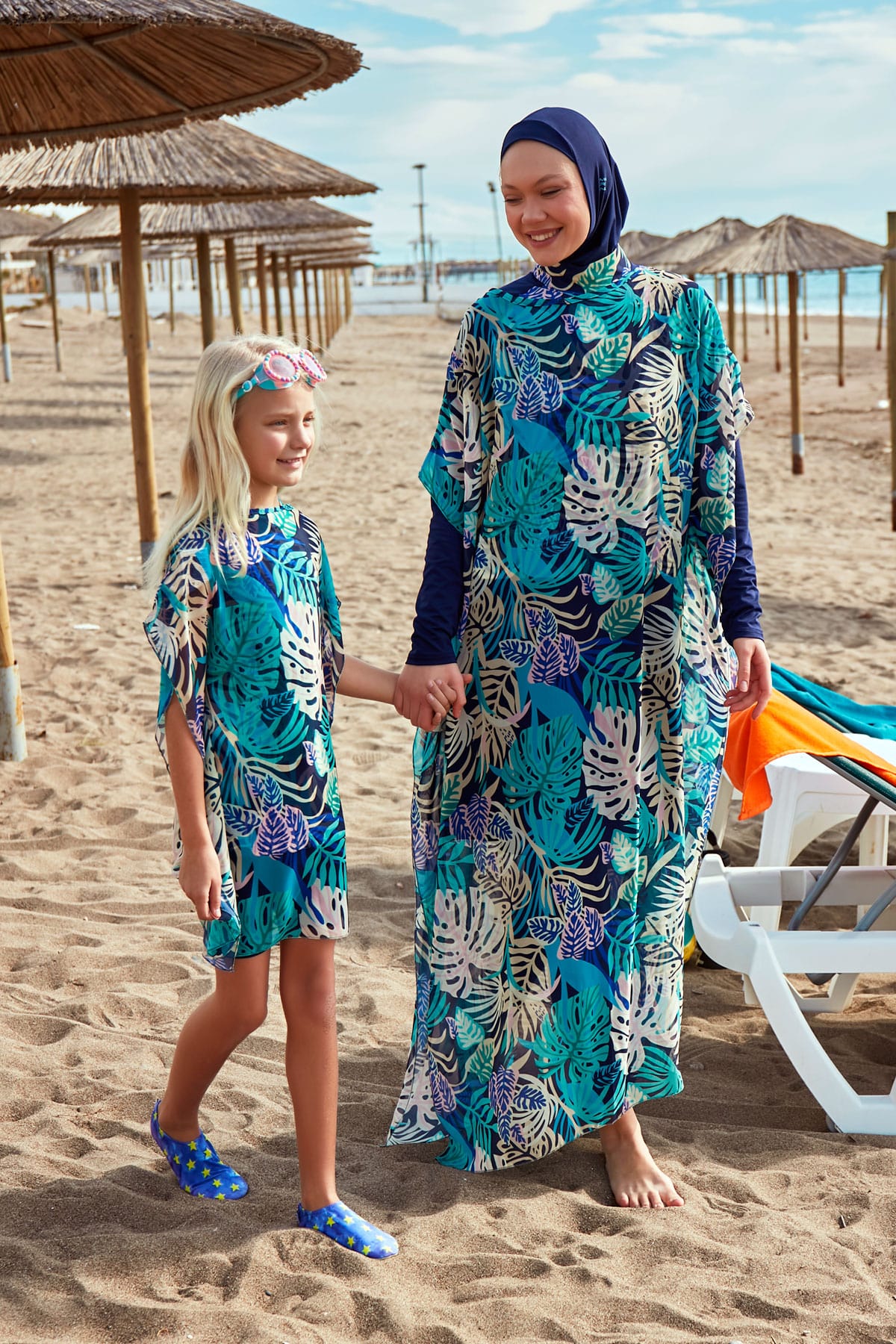 Lycra Navy Burkini Modest Swimwear (4-Pieces)