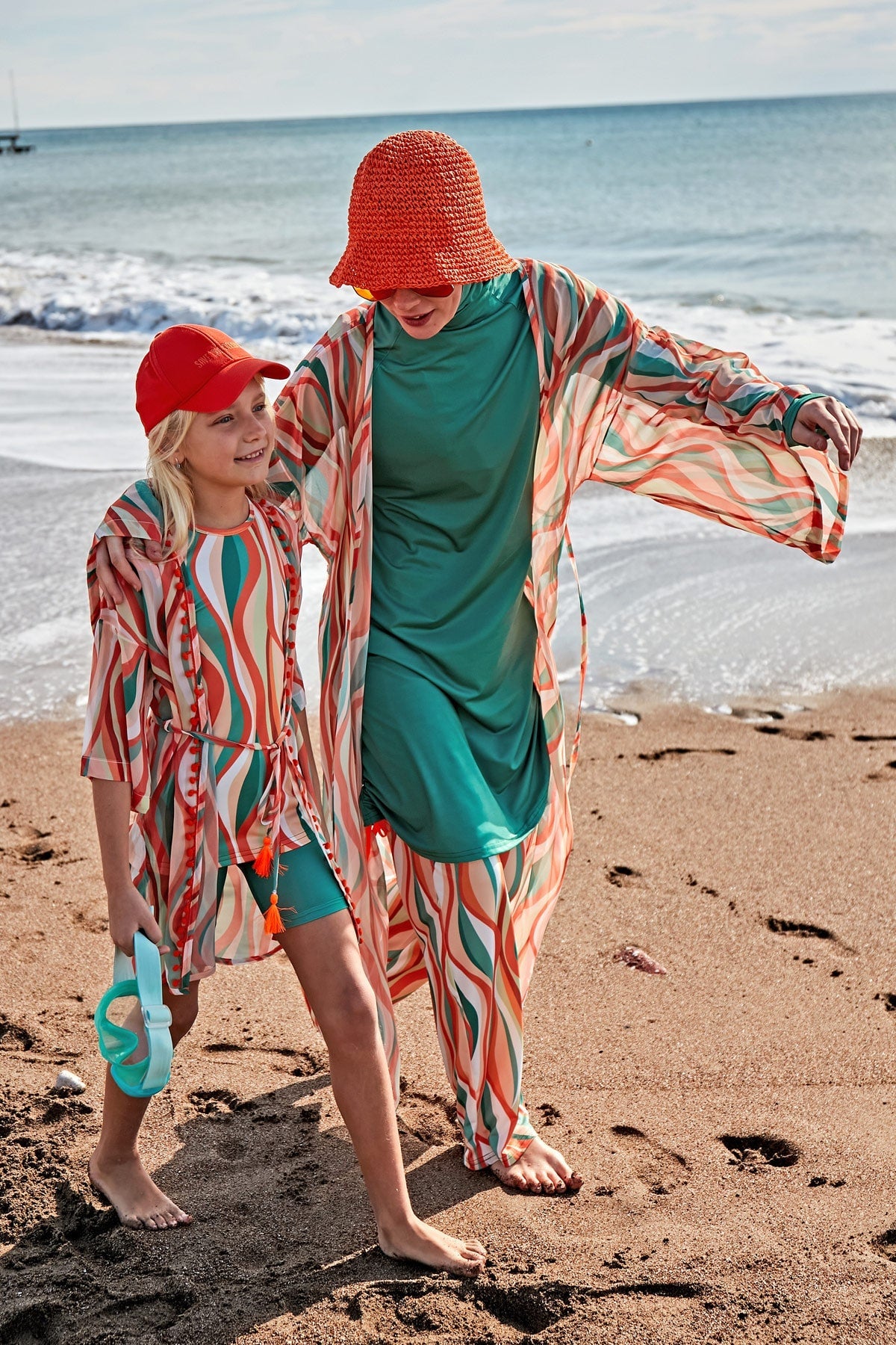 Girls Swimsuit - Orange/Green