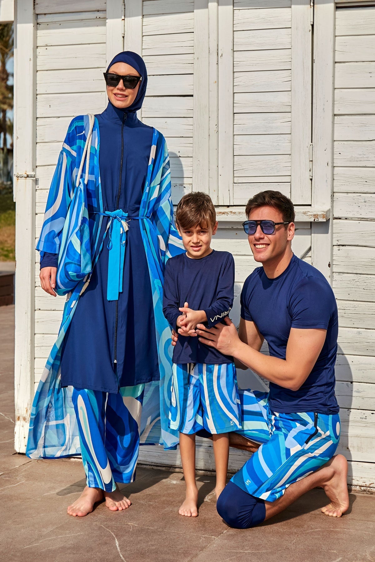 Woven Navy Burkini Modest Swimwear (4-Pieces)