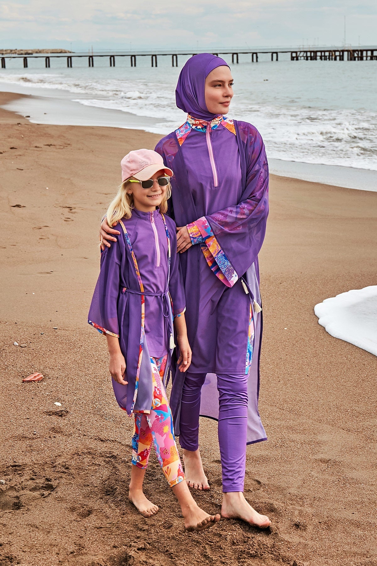 Woven Purple Burkini Modest Swimwear (4-Pieces)