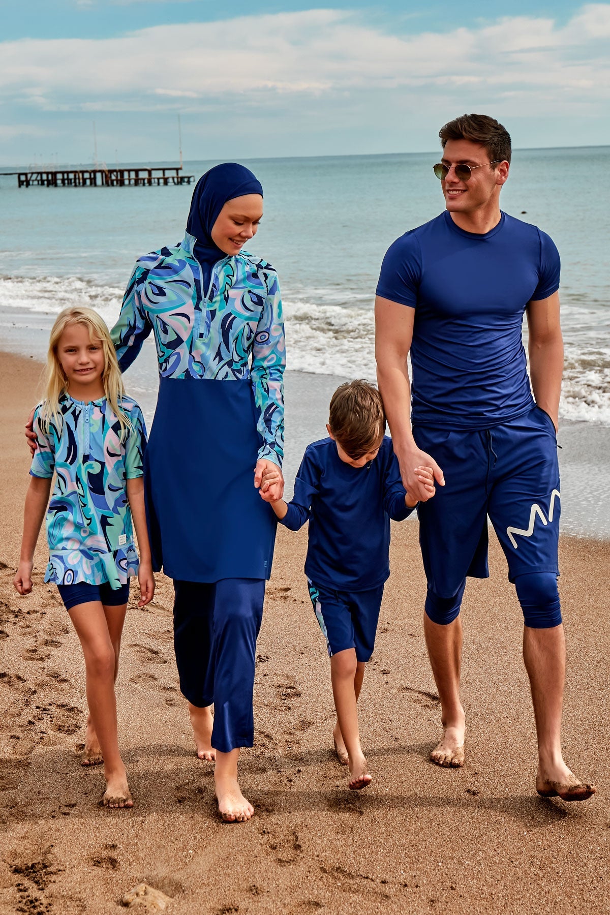 Woven Navy Burkini Modest Swimwear (4-Pieces)