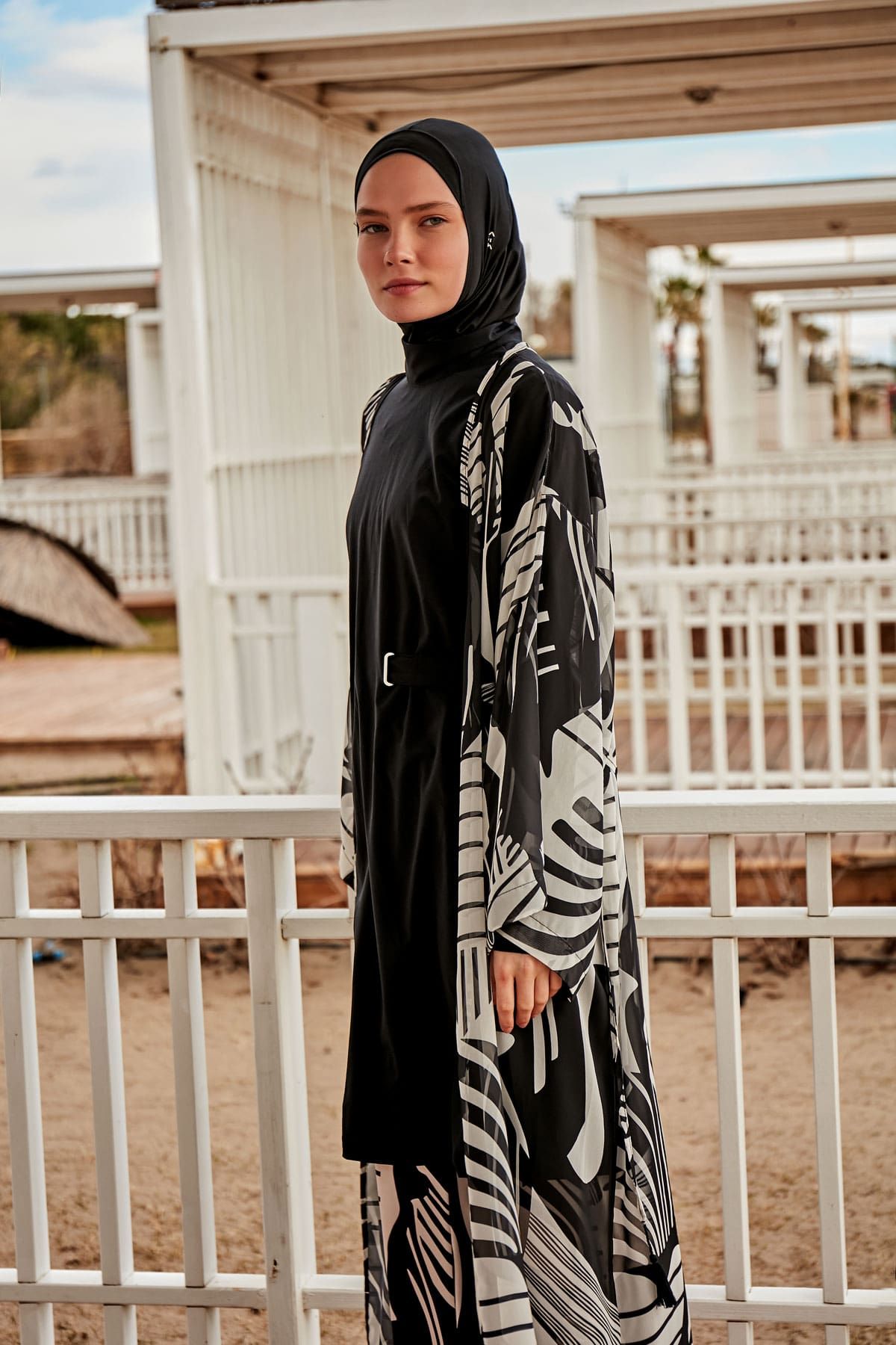 Woven Black Burkini Modest Swimwear (4-Pieces)