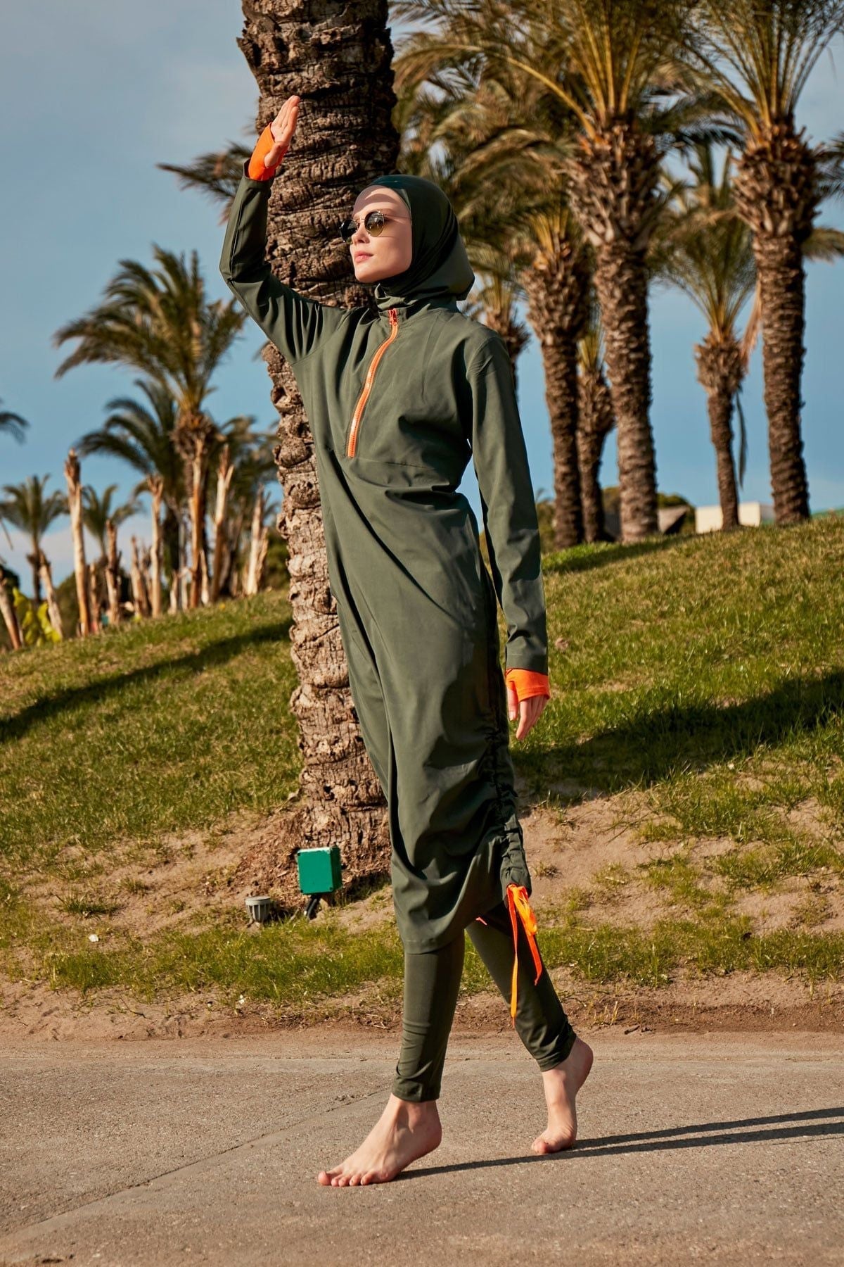 Woven Khaki Burkini Modest Swimwear (4-Pieces)