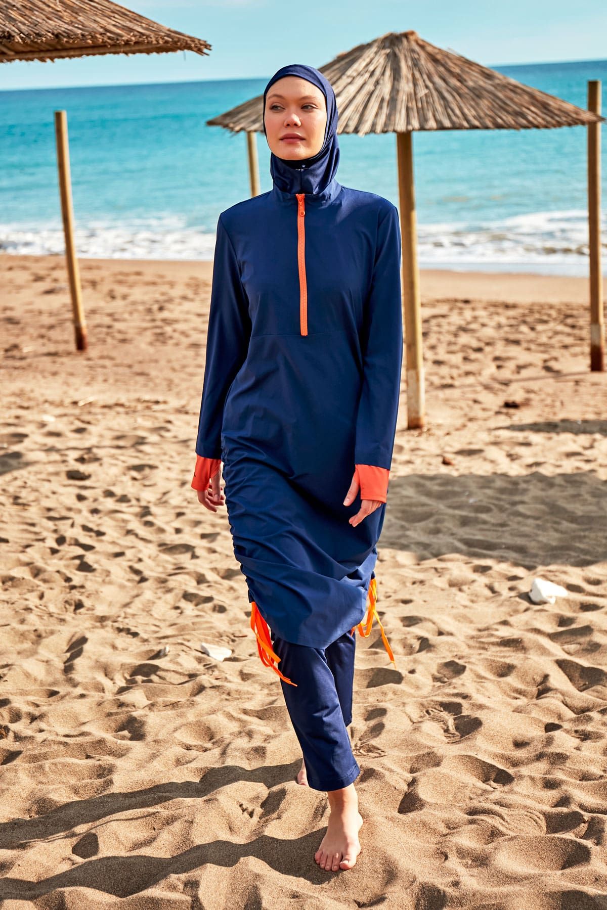 Woven Navy Burkini Modest Swimwear (4-Pieces)