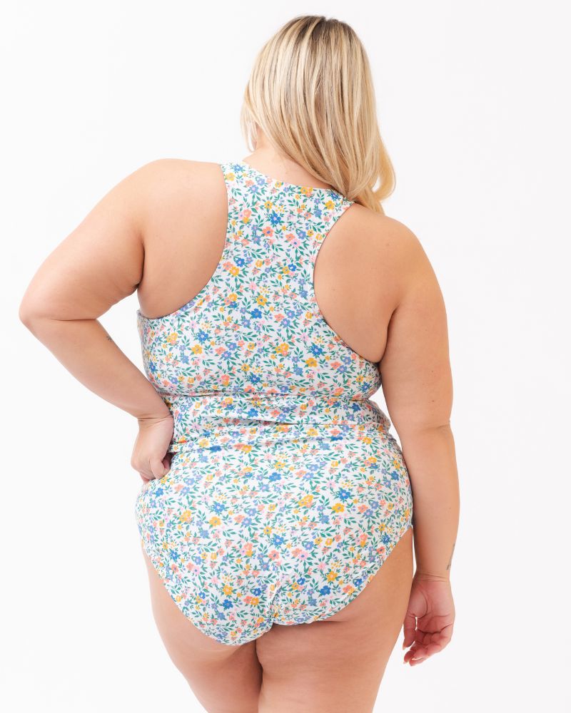 Calico Racer-Back Tankini Top