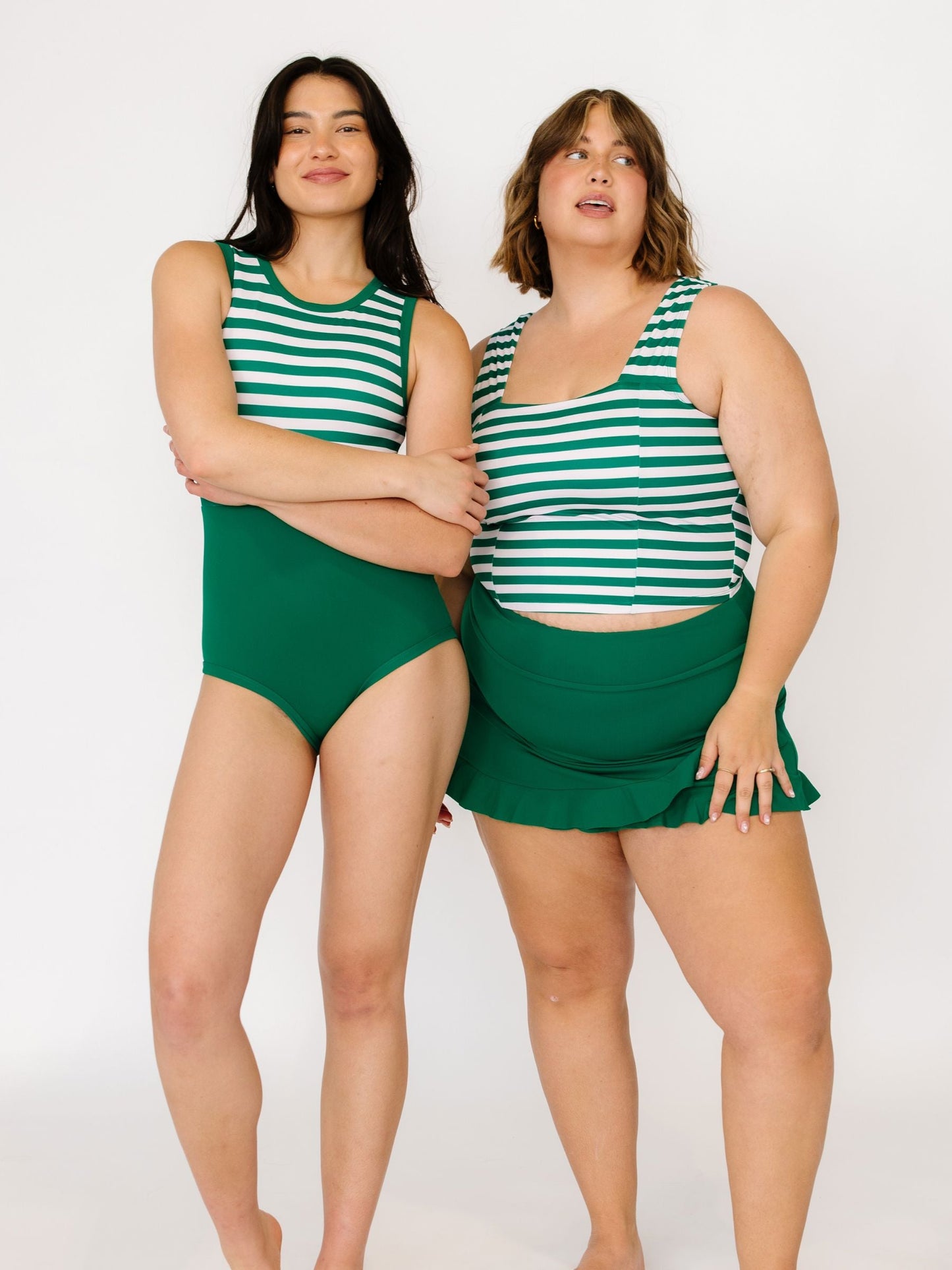 Emerald Stripe Square Neck Crop
