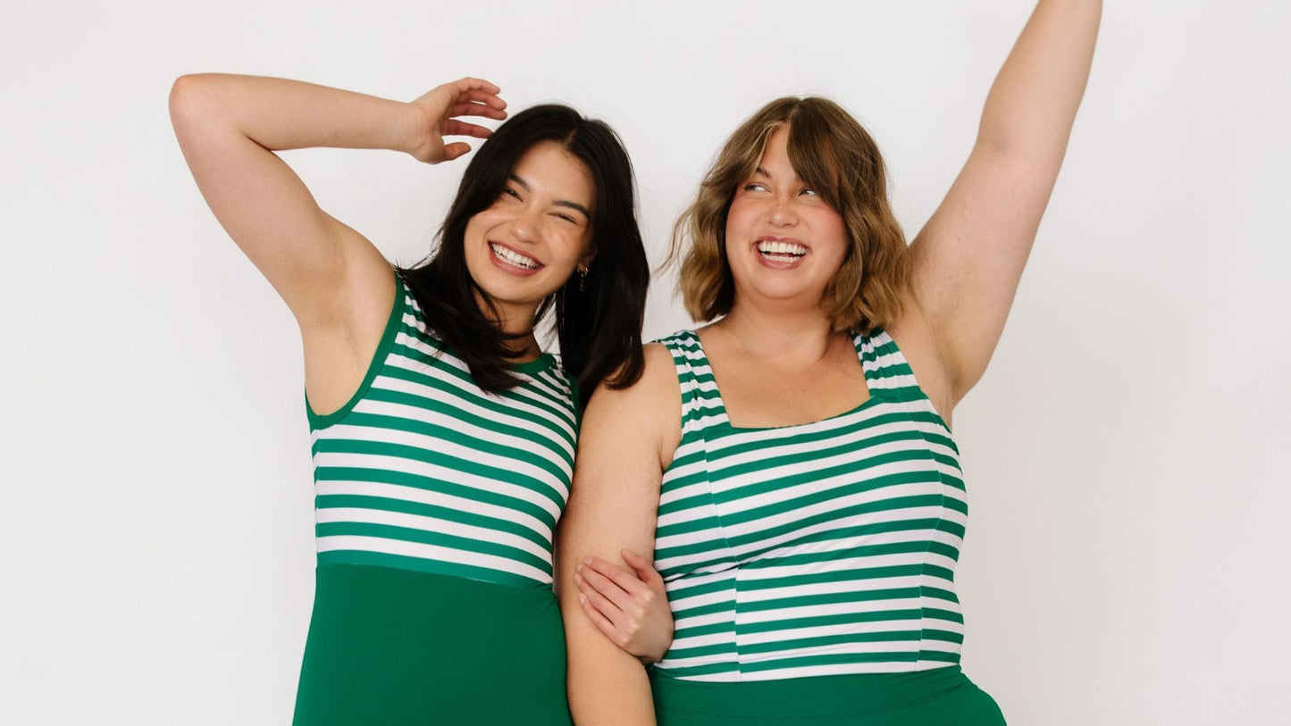 Emerald Stripe Square Neck Crop