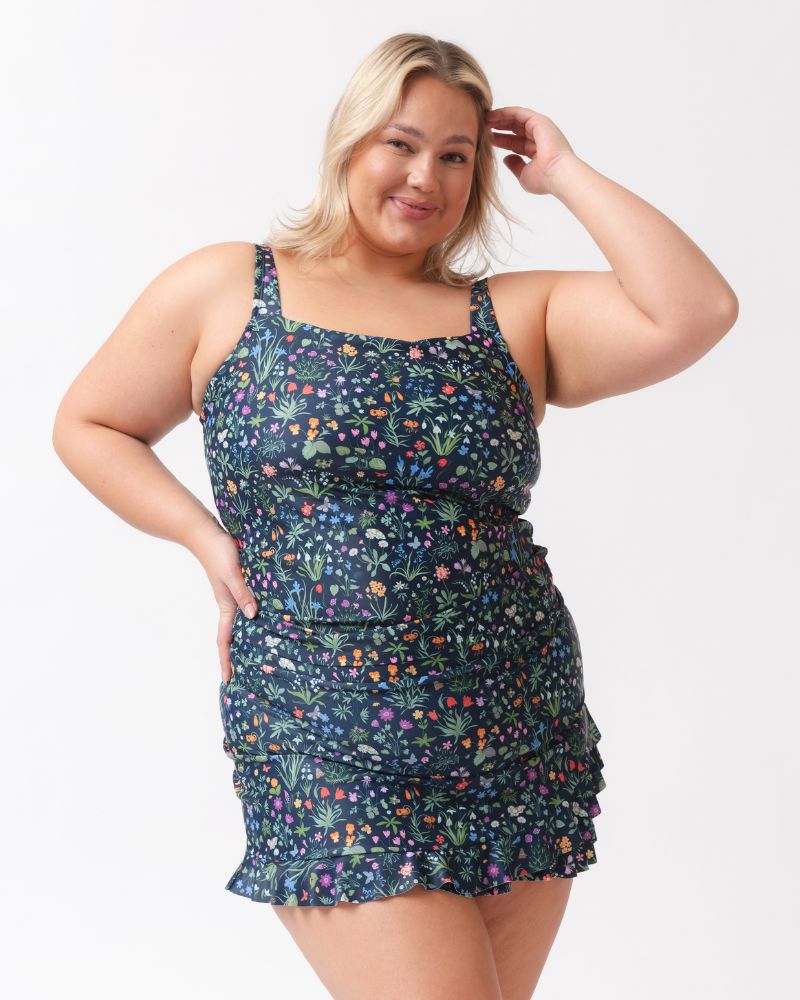 Forage Floral Square Neck Tankini Top