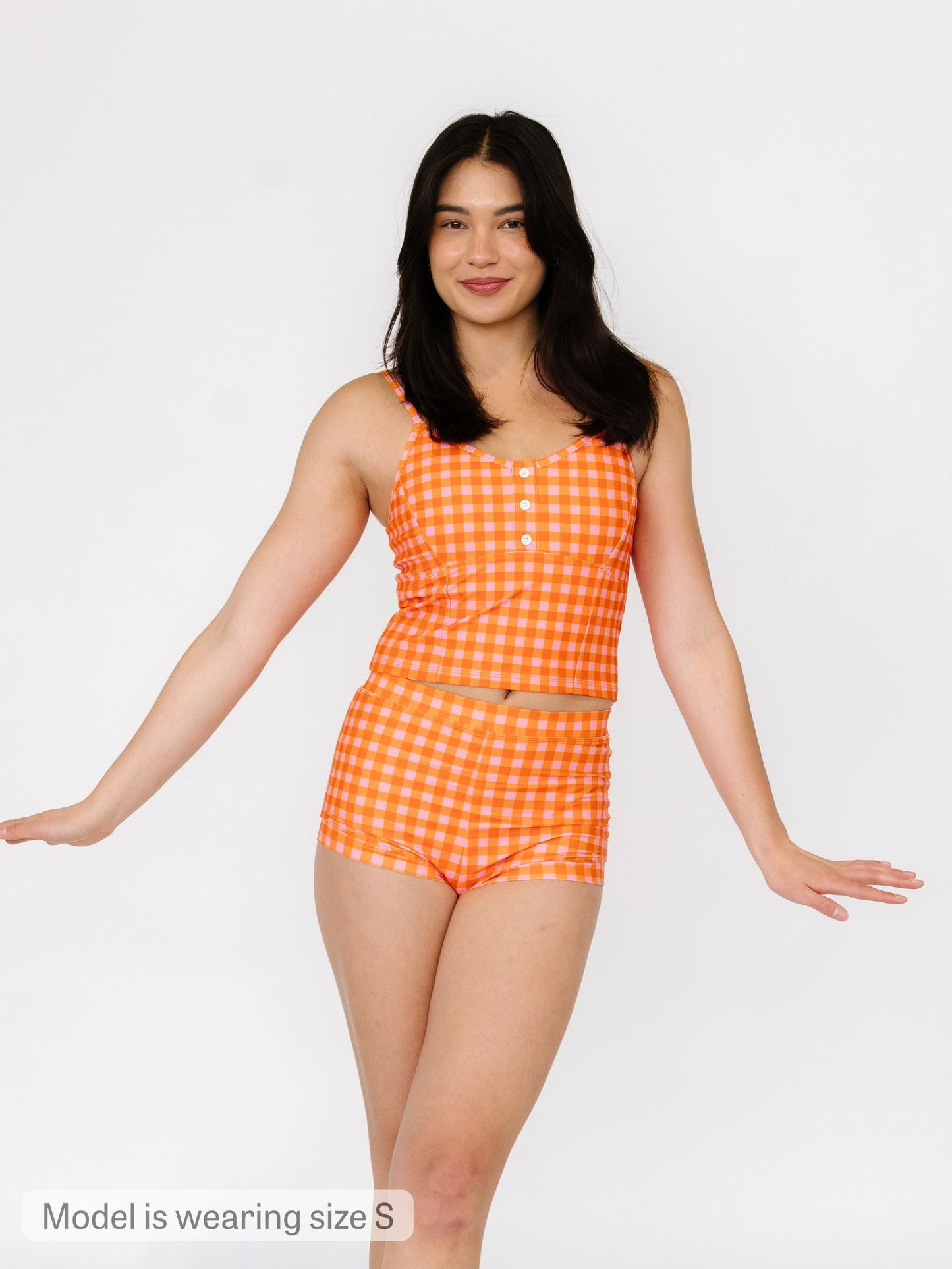 Orange Gingham Retro Boy Short