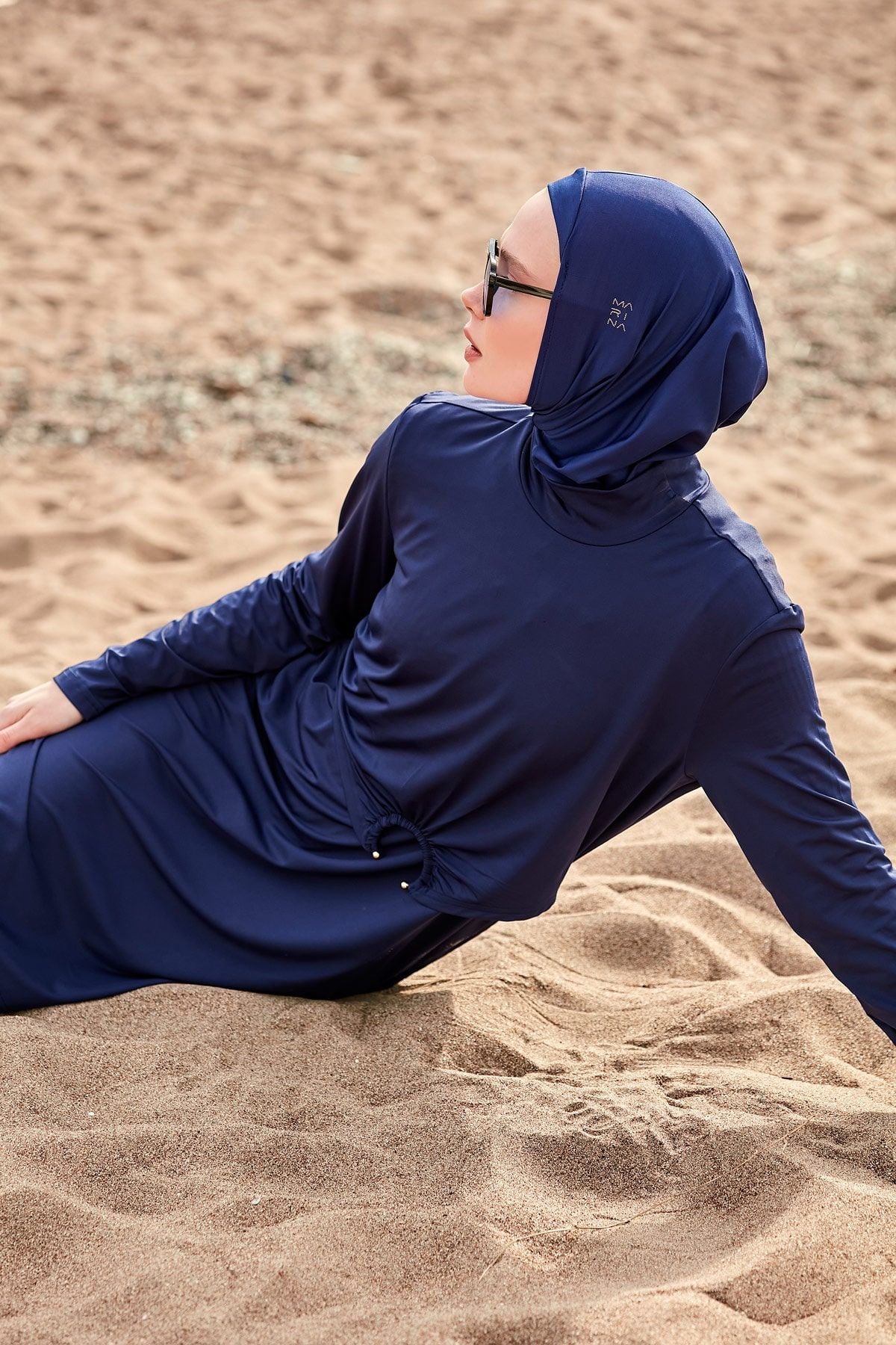 Lycra Navy Burkini Modest Swimwear (4-Pieces)