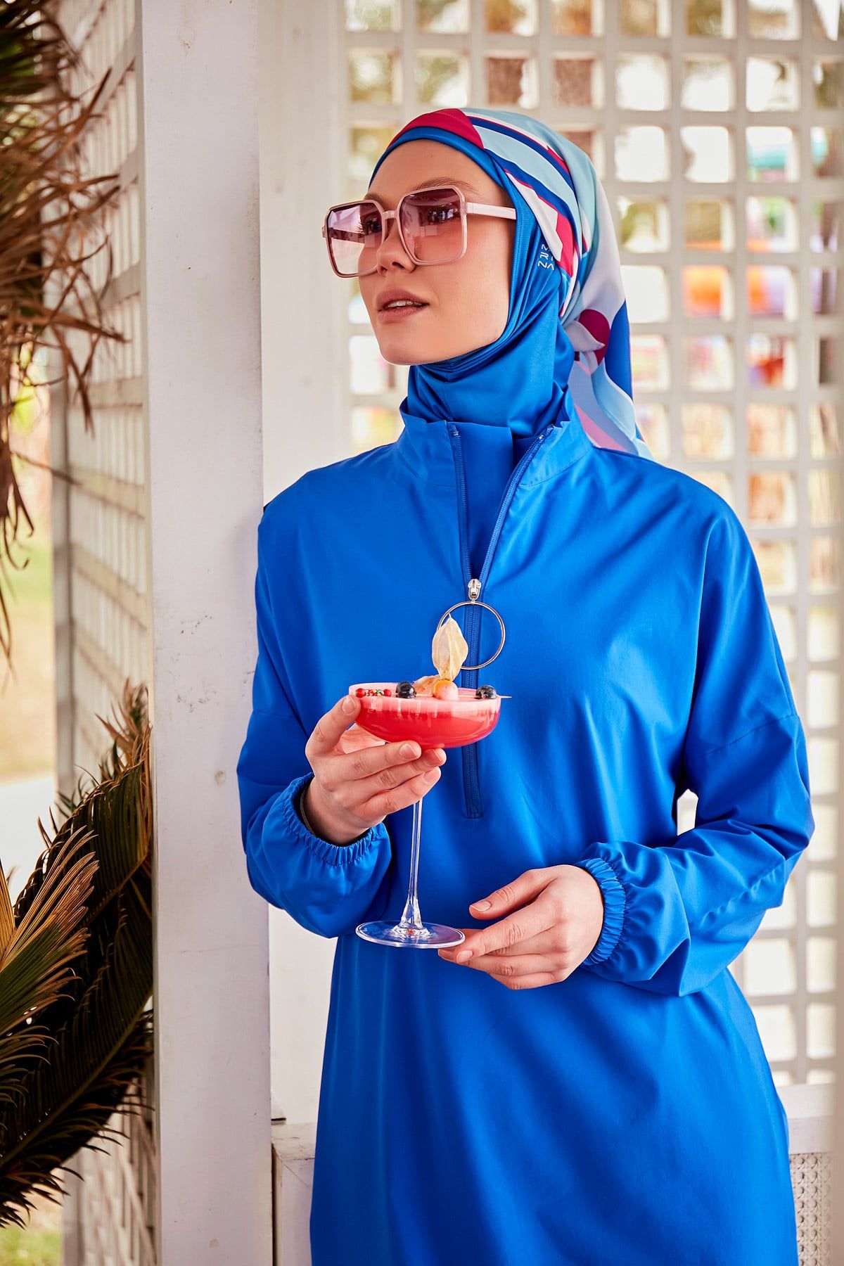 Woven Sax Burkini Modest Swimwear (4-Pieces)