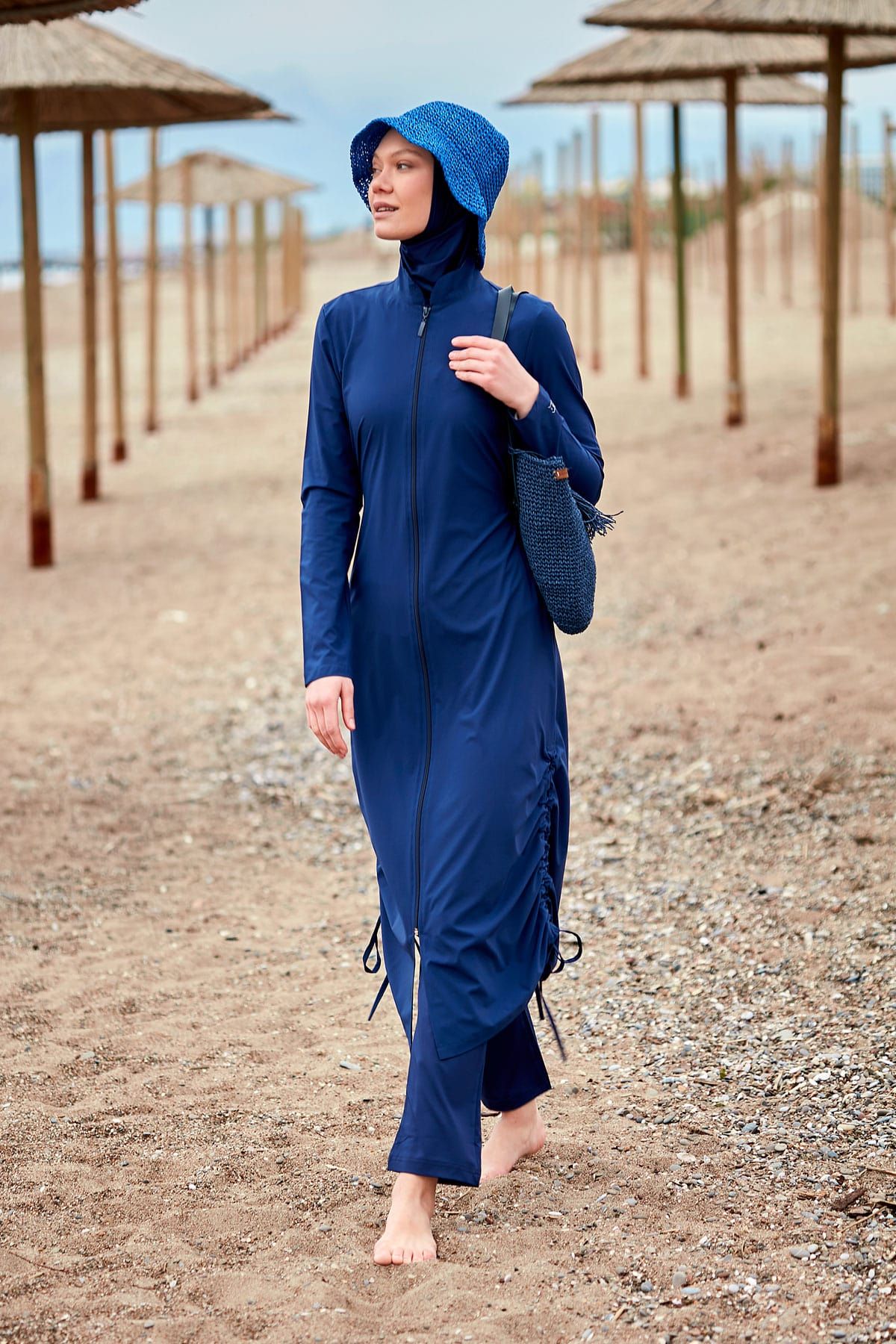 Woven Navy Burkini Modest Swimwear (4-Pieces)