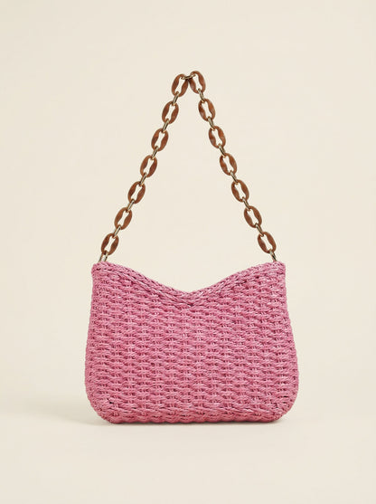 Colorful Woven Straw Shoulder Bag