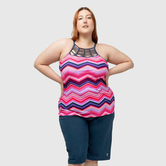 Women's Plus Size High Neck Braided Tankini Top