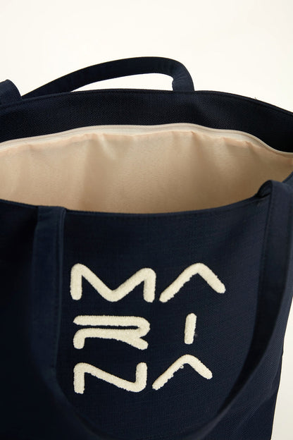 Navy Blue Beach Bag with Zipper CA2501-2