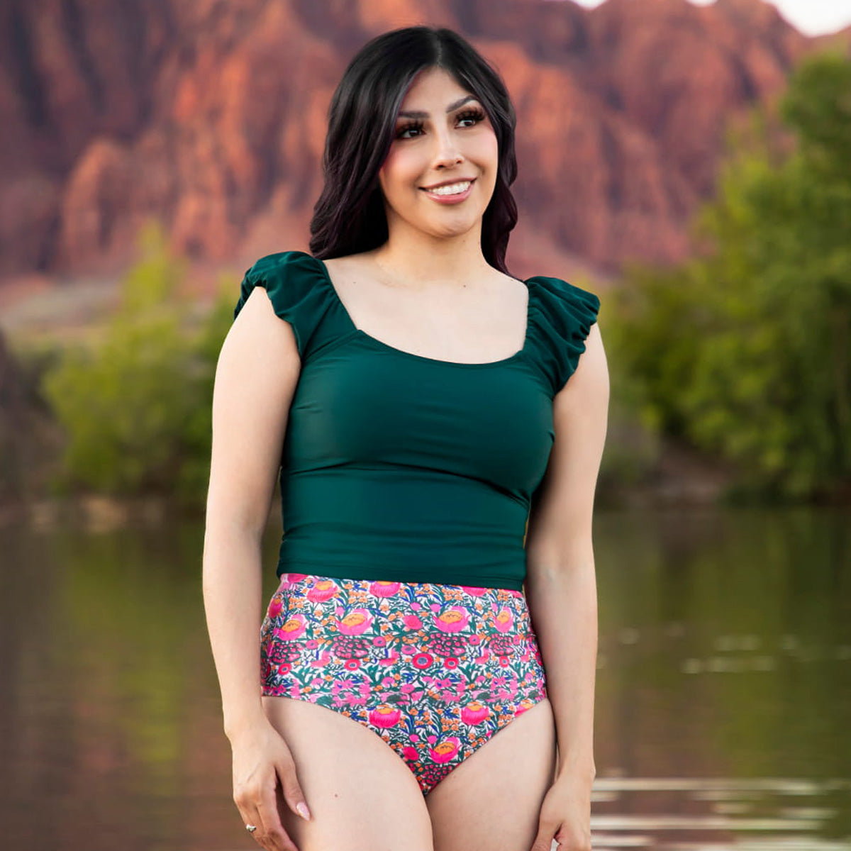 Puffy Sleeve Tankini Top