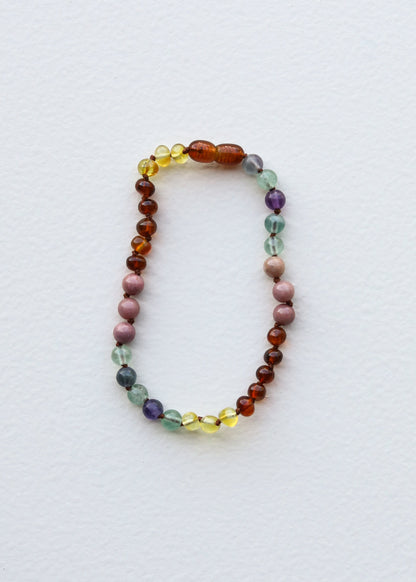 Raw Baltic Sea Amber + Stone Rainbow || Anklet • Bracelet