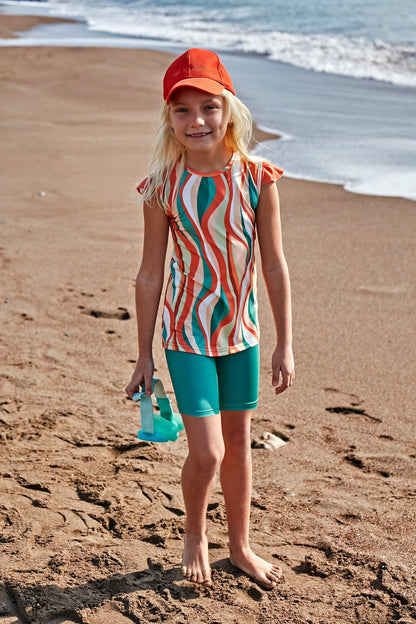 Girls Swimsuit - Orange/Green
