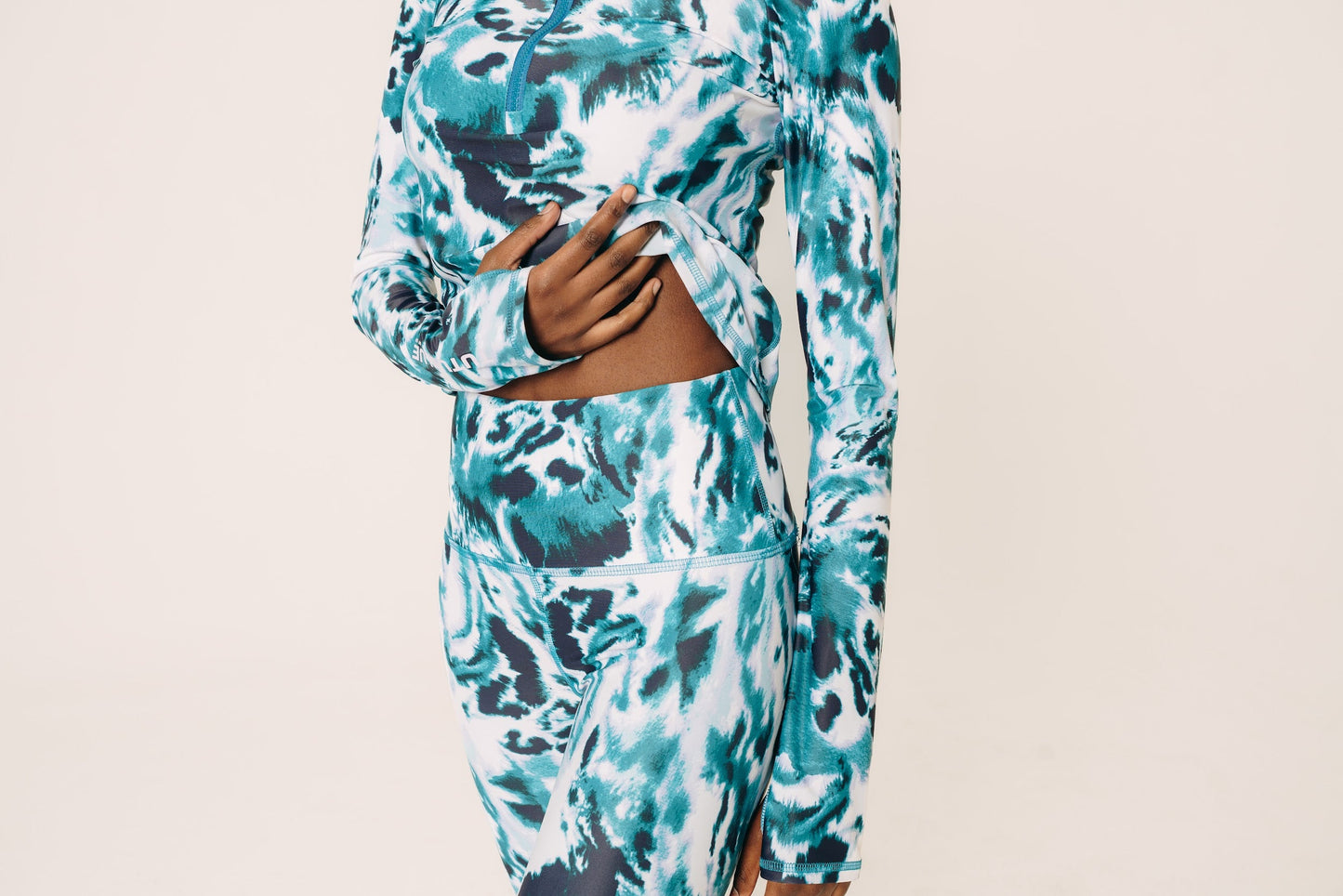 Women's UPF 50+ Sun Protective  Leggings  - Ocean Leopard