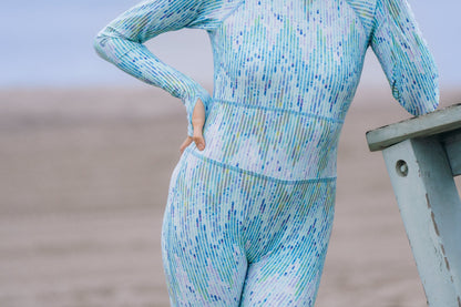 Women's "JOY" UPF 50+ Sun-protective full body swimsuit- Blue Mosaic