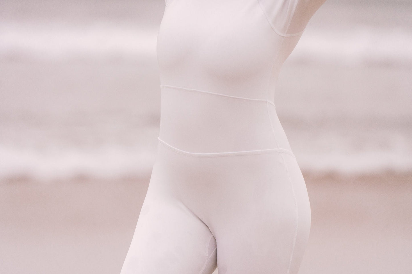 Women's "JOY" UPF 50+ Sun-protective full body swimsuit- White (light neoprene)