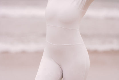 Women's "JOY" UPF 50+ Sun-protective full body swimsuit- White (light neoprene)