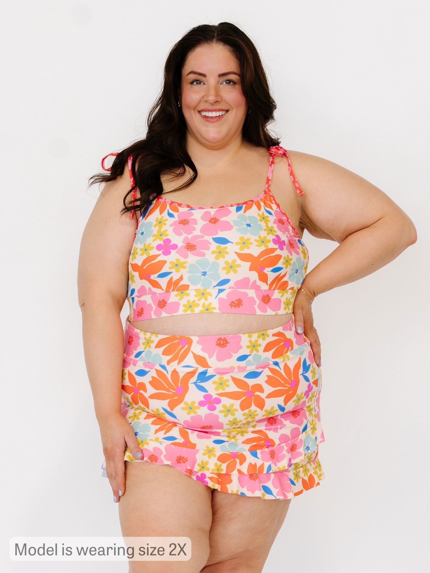 Artsy Floral Shoulder-Tie Crop Top