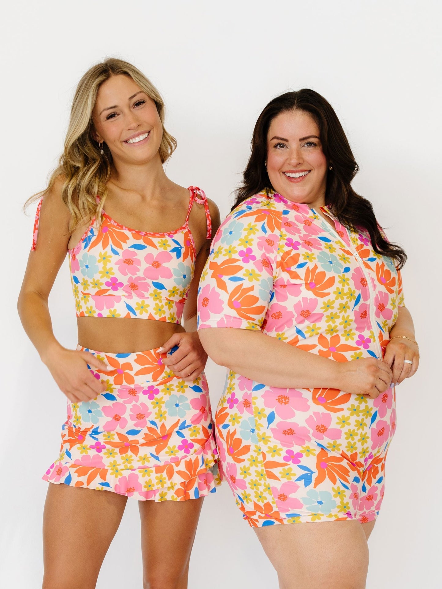 Artsy Floral Shoulder-Tie Crop Top