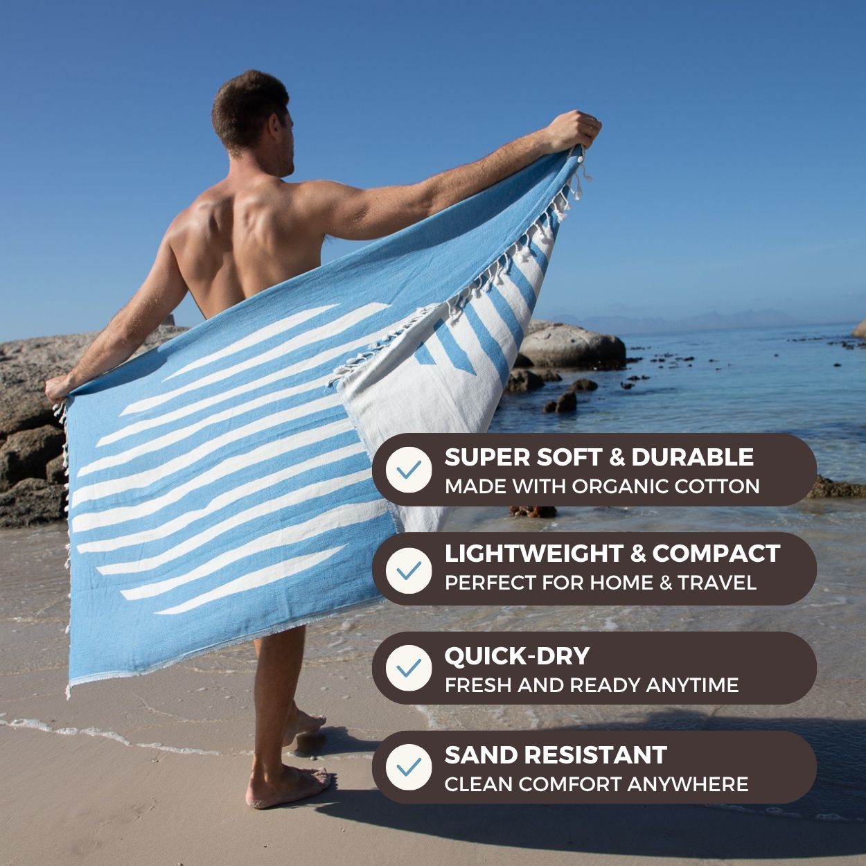 Blue Stripes Beach Towel