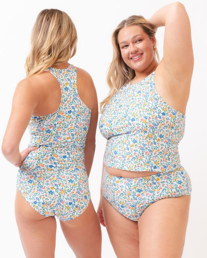 Calico Racer-Back Tankini Top