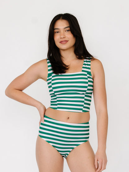 Emerald Stripe Square Neck Crop