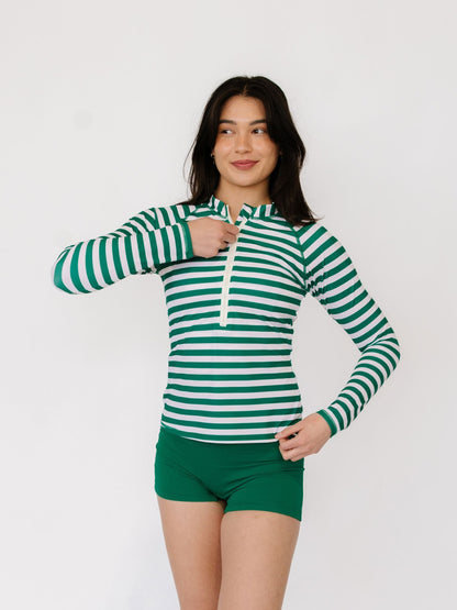 Emerald Stripe Rash Guard