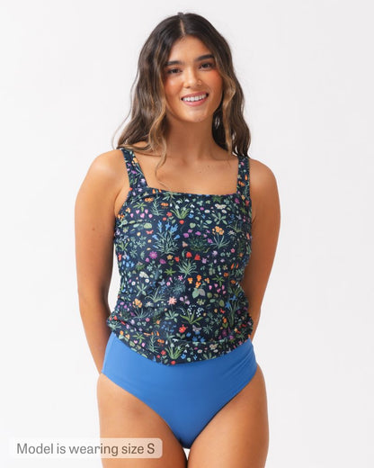 Forage Floral Square Neck Tankini Top