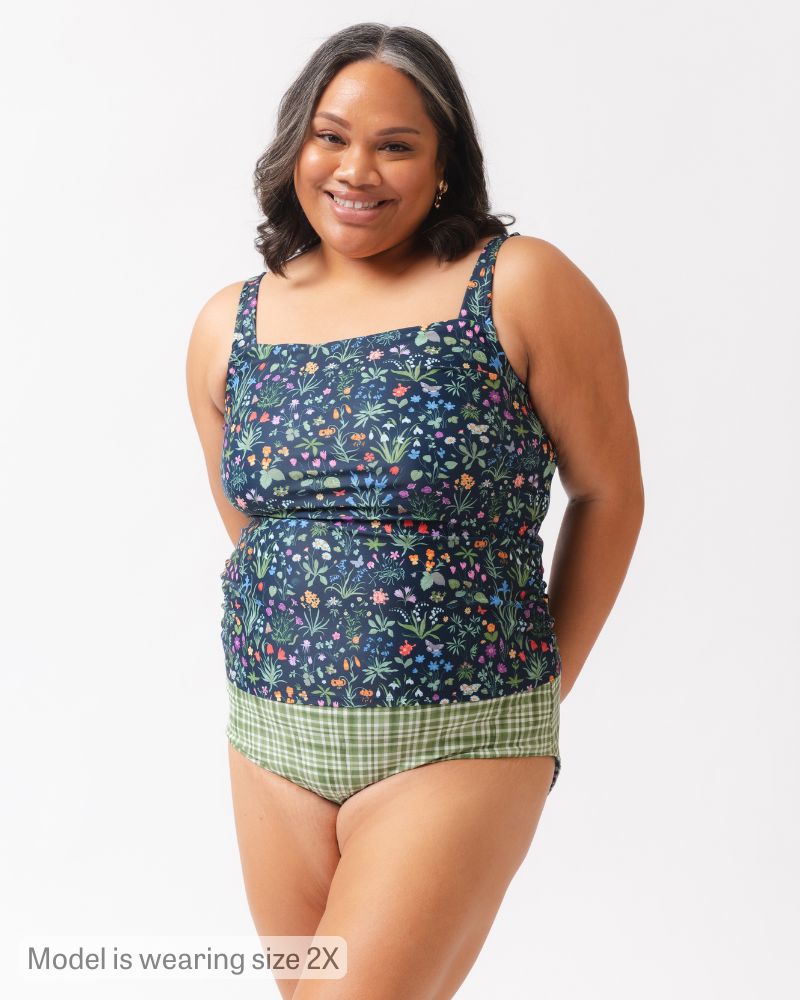 Forage Floral Square Neck Tankini Top
