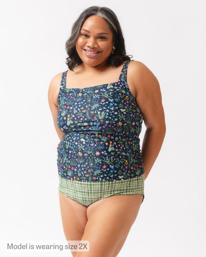 Forage Floral Square Neck Tankini Top