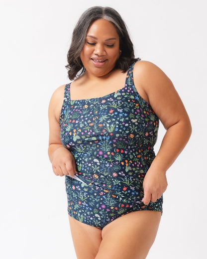 Forage Floral Square Neck Tankini Top