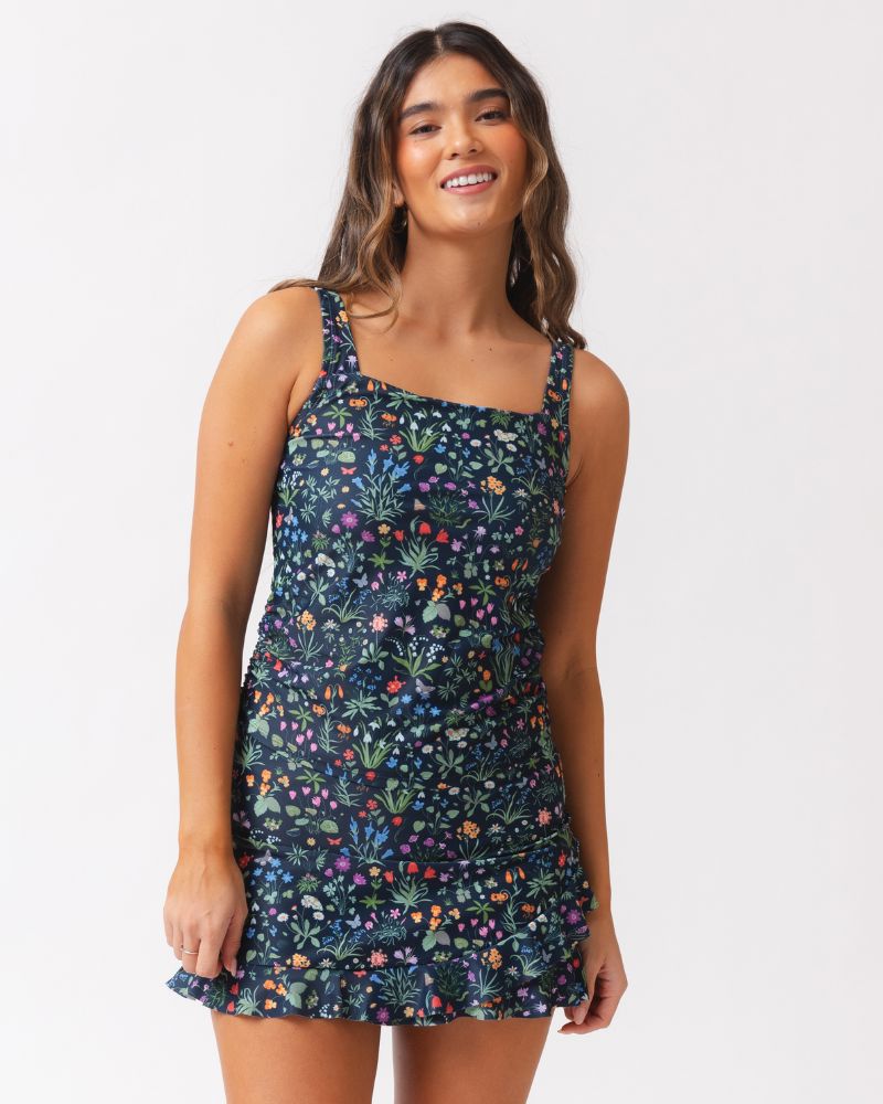Forage Floral Square Neck Tankini Top