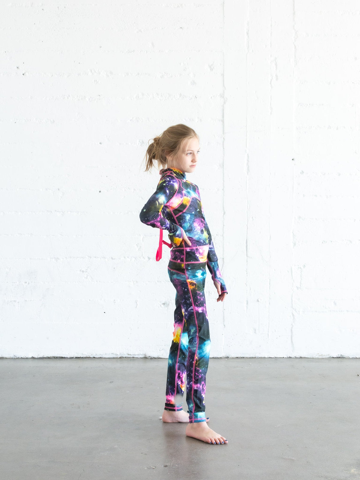 Girl's Long Swimsuit - Galaxy