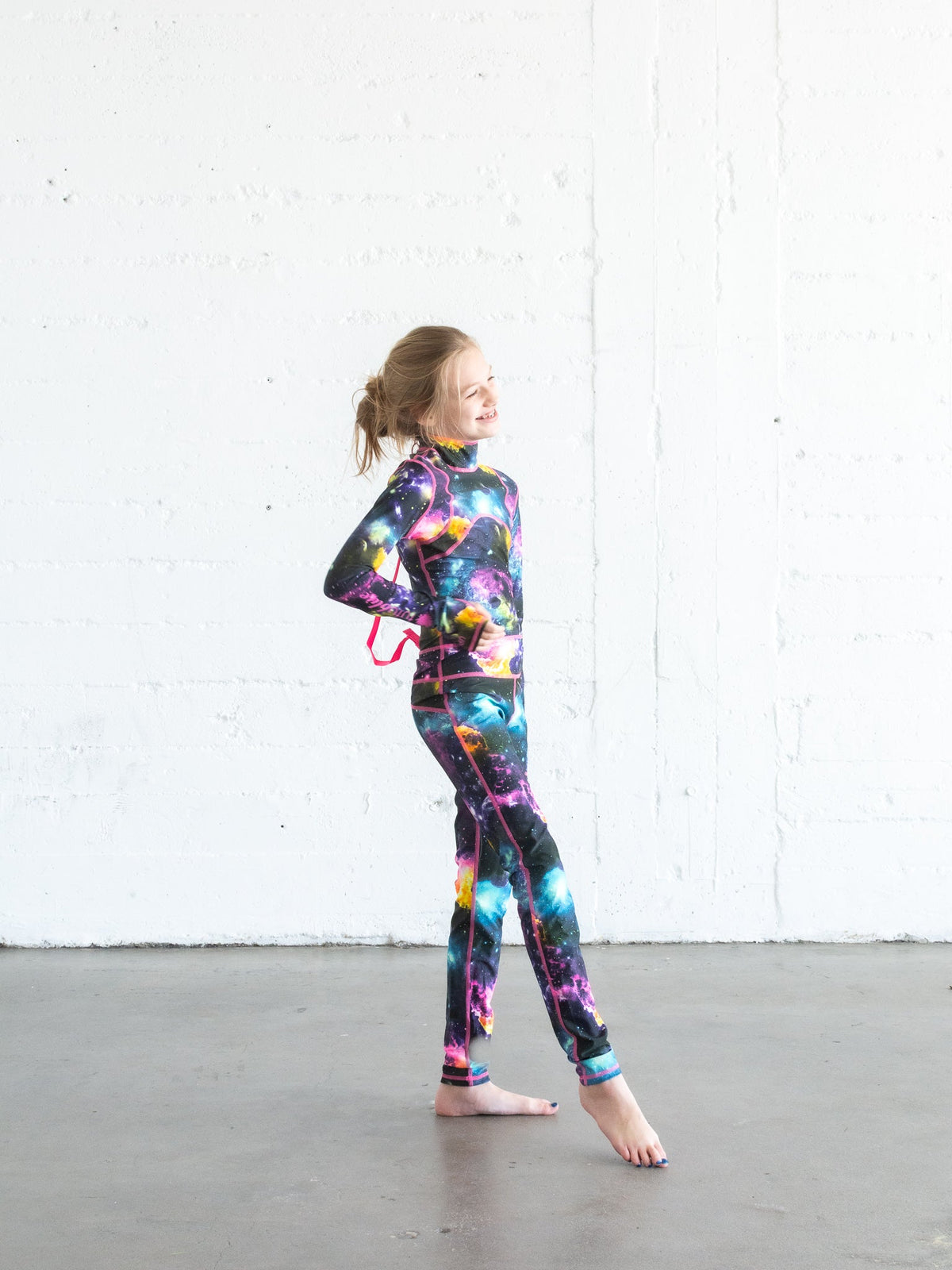 Girl's Long Swimsuit - Galaxy