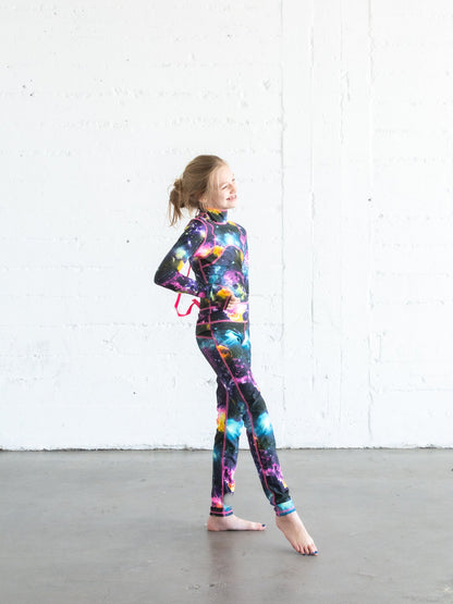 Girl's Long Swimsuit - Galaxy