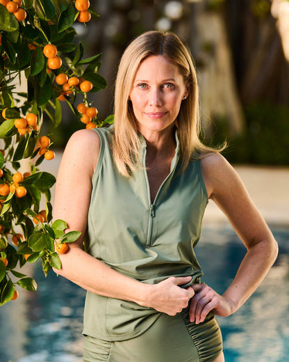 Sleeveless Swim Top with Built-in Bra