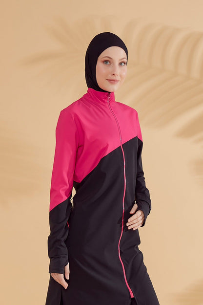Woven Black Burkini Modest Swimwear M2316-1