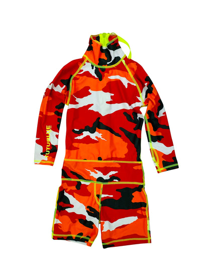 Boy's Short Body Swimsuit - UPF 50+ Sun Protective Swimwear - Red Camo