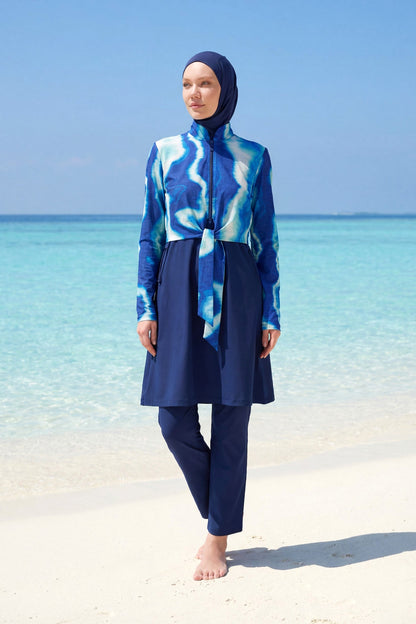 Navy Full Coverage Modest Swimwear Burkini Set M2530-2