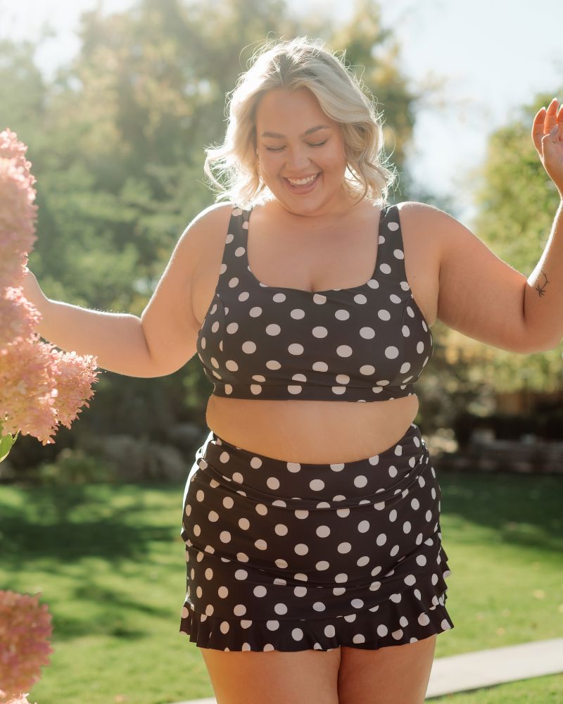 Retro Dot Ruffle Skirt w/ Bottoms