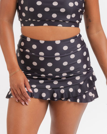 Retro Dot Ruffle Skirt w/ Bottoms