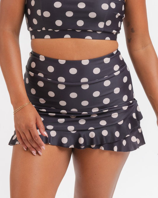 Retro Dot Ruffle Skirt w/ Bottoms