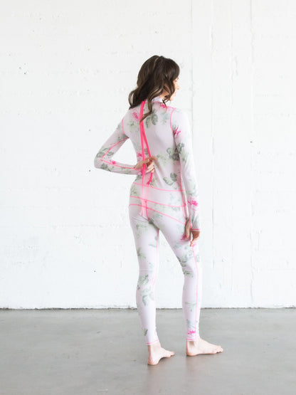 Women's  "Classic" UPF 50+ Sun-protective Full Body Long Swimsuit - Royal Bouquet Pink *FINAL SALE*